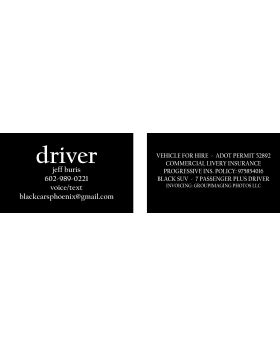Driver Business Cards  500 qty 2x3.5in