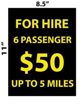 For Hire 8.5x11in  DISTANCE LIMIT UP TO 5 MILES